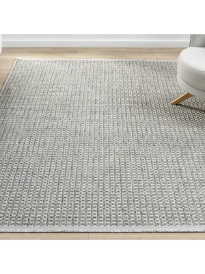 Pera Halı Gri Melanj Kareli Dokuma Modern Halı - L667GRBO