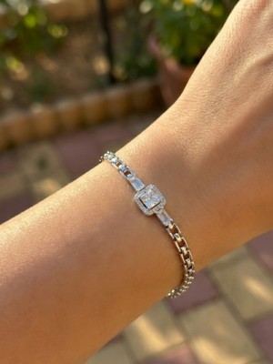 Zarene Silver Xuping Baget Bileklik Gümüş Renk Taşlı 14K