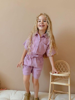 Butik Kız Çocuk %100 Pamuklu Müslin Alt - Üst 2'li Takım