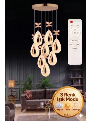 Akgül Lalin Gold Kumandalı 8li Avize