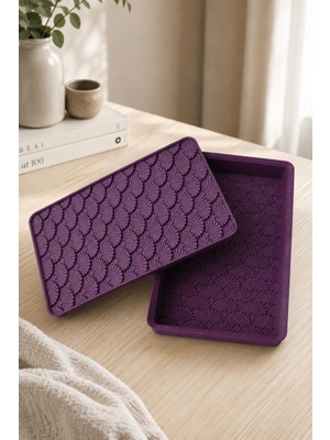 My Craft 3D Desenli Kapaklı Dekoratif Kutu Masa Üstü Organizer Takı Aksesuar Saklama Kutusu Pla 20X12.5 cm