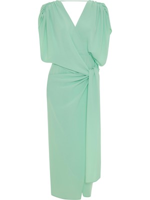 Kameya Drape Detaylı Midi Elbise