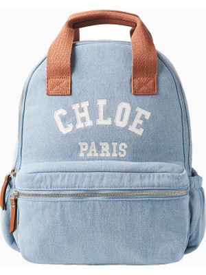 Chloe Chloé Kids Logolu Deri Detaylı Kız Çocuk Kot Sırt Çantası