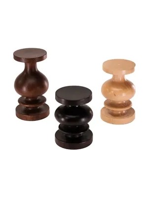 Vivense Lathe Üçlü Ahşap Sütun Mumluk, Ceviz Naturel