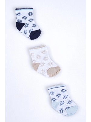 Cocole Socks Erkek Bebek Soket Çorabı 3’lü Set – Pamuklu Otantik Desenli
