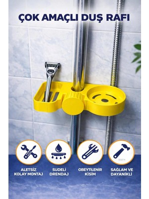 UltraMint Duş Başlığına Takılan Çok Fonksiyonlu Banyo Organizeri ve Raf Seti