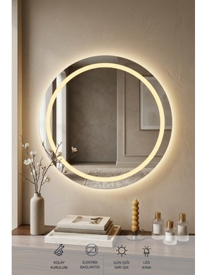 Karen Banyo 60 cm Kumlamalı LED Ayna, Banyo, Antre, Salon, Dekoratif Gün Işığı Duvar Aynası