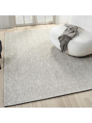 Pera Halı Düz Açık Gri Kılçık Desenli Modern Halı - L665GRBO