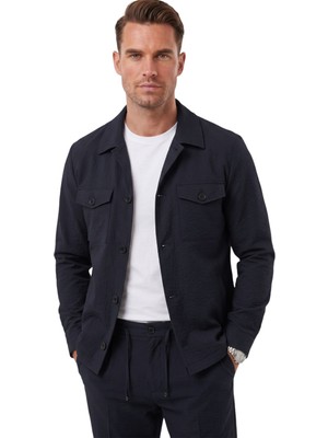 Rizzup Lacivert Slim Fit Gofre Dokulu Yazlık Spor Takım Elbise – Yarım Astarlı Likralı 2’li Kombin 2604007