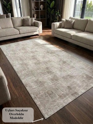 NarStore Home Aksu Stan Kaymaz Tabanlı Kesme Kabartmalı Salon Koridor Mutfak Yıkanabilir Hali Bej