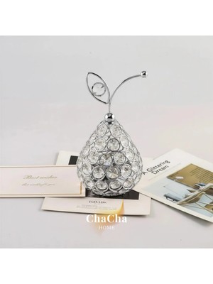 YNSK Kristal Taşlı Dekoratif Armut Biblo Gold Renk Lüks Ev Ofis Masa Üstü Dekorasyon Süsü