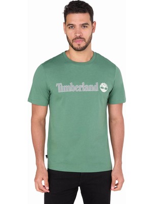 Timberland Linear Logo Short Sleeve Tee Erkek Yeşil Tshirt TB0A5UPQA6Z1