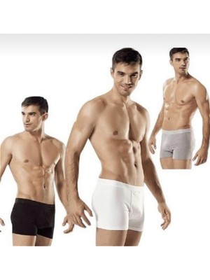 Tutku 0114-3 Erkek Likralı Boxer 6'lı Paket Siyah Renk 2XL Beden Desensiz Paça Tipi