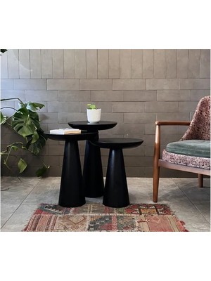 Vivense Zigon Mantar Sehpa Mushroom, Üçlü, Siyah