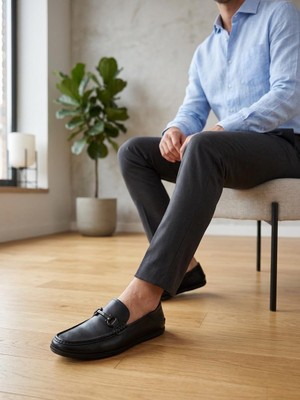 Komcero 6Y3546-189 Erkek Hakiki Deri Tokalı Comfort Loafer Ayakkabı