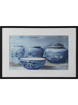 Mudo Home BLUE VEIL ÇERÇEVELİ YAĞLI BOYA TABLO 63X93 CM