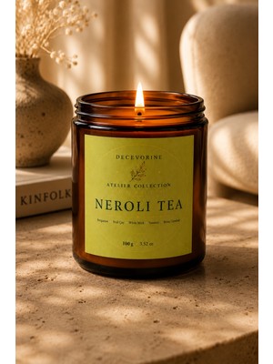 Decevorine Neroli Tea Bergamot, Yeşil Çay, Yasemin, Beyaz Misk, Beyaz Zambak Premium Kokulu Mum 100 gr