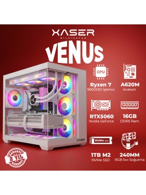 Xaser Venus X110 Ryzen 7 9800X3D 16GB Ddr5 Ram 1tb M.2 Nvme SSD 8gb RTX5060 Sıvı Soğutmalı Oyuncu Bilgisayar