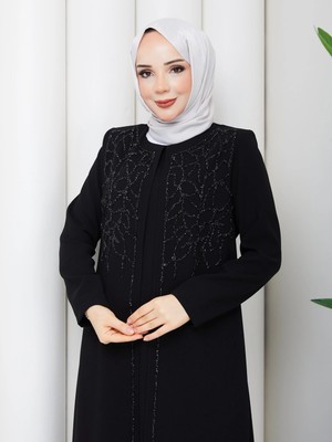Eslemnur Sarmaşık Taşlı Büyük Beden Anne Elbisesi