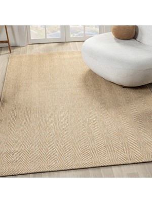Pera Halı Düz Bej Kılçık Desenli Modern Halı - L665BJBO
