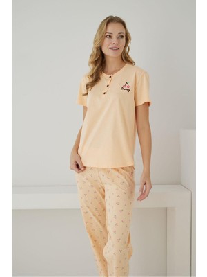 Formo Kadın %100 Organik Pamuk Kısa Kollu Doğal Pijama Takımı