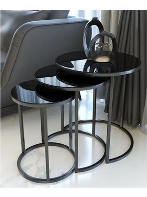 Vivense Tubihome Zigon Sehpa, Metal, Siyah Cam