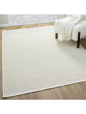 Pera Halı Krem Beyaz Kalın Dokuma Modern Halı - L664KRBO