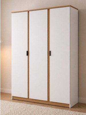 Noiss Home Decor Asel 3 Kapaklı Elbise Dolabı Modern Gardırop Kıyafet Dolabı