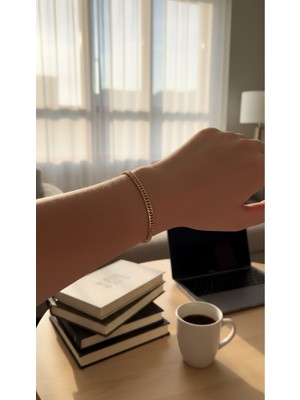 Fayra Accessories Küba Zincir Model 14 Ayar Altın Kaplama Bileklik