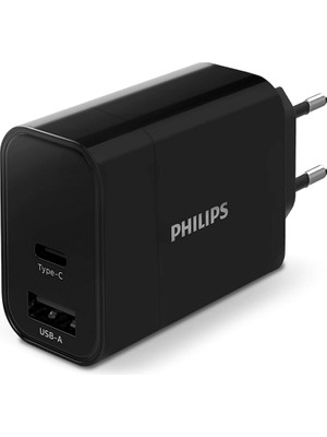 Teknollojia DLP2621/12 - USB Şarj Cihazı - Type-C ve Usb-A Çıkışları - 30 W Hızlı Şarj - Siyah