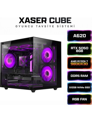 Xaser Cube X250 Ryzen 7 9800X3D 16GB Ddr5 Ram 512GB M.2 Nvme SSD 8gb RTX5050 Sıvı Soğutmalı Oyuncu Bilgisayar