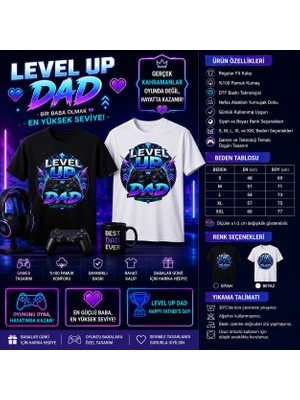 Tişört Kodu Level Up Dad Regular Fit Erkek Tişört – Oyunun Gerçek Kahramanı