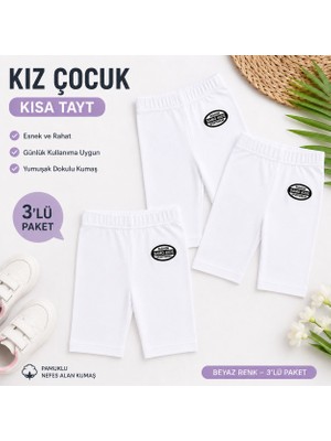 Qulat Kız Çocuk Kısa Tayt 3’lü Paket Pamuklu Esnek Bisiklet Tayt Yazlık Rahat Kullanım