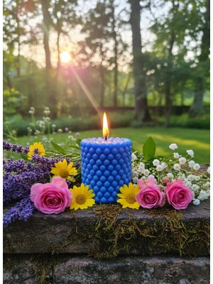 AY IŞIĞI MUMLARI İnci Taneleri Hediyelik Dekoratif Okyanus Kokulu Soya Wax Mum (Mavi Renkli)