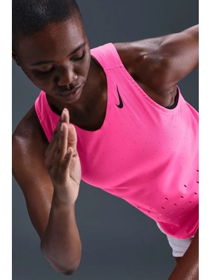 Nike Dri Fit Aeroswift Running Adv Singlet Tank Top Pink Lazer Kesim Koşu Atleti Pembe