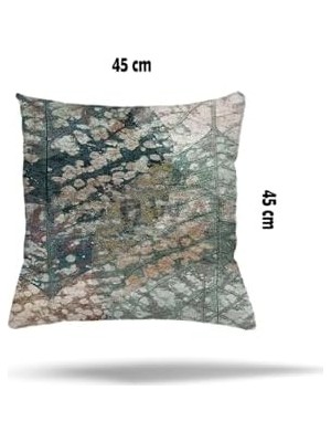 Teknollojia Pelangi Yaprak Desenli Batik Gizli Fermuarlı Kırlent Kılıfı, Yeşil 45 x 45