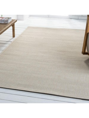 Pera Halı Düz Krem Jüt Görünümlü Modern Halı - L663KRBO
