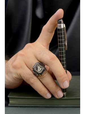 Innuendo Jewelry 925 Ayar Gümüş Göktürk Börü Motifli Erkek Yüzük