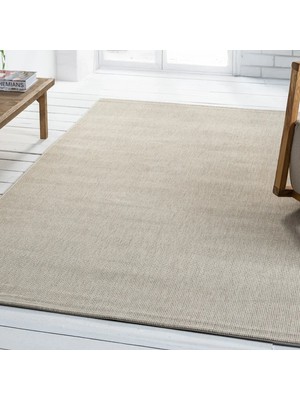 Pera Halı Düz Krem Bej Dokuma Görünümlü Modern Halı - L662KRBO