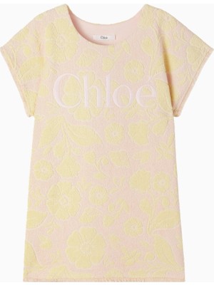 Chloe Chloé Kids Logolu Çiçek Desenli Pamuk Karışımlı Kız Çocuk Havlu Elbise