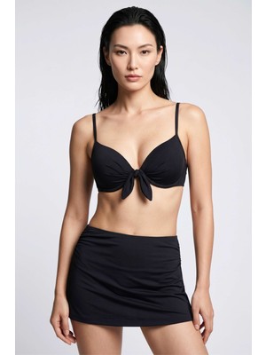 Obje Kadın Siyah Yüksek Bel Etekli Slip Bikini Altı