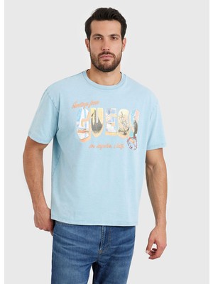 Guess Bisiklet Yaka Baskılı T-Shirt M4GI44KC6U1
