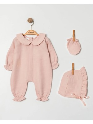 Bebezade Bebe Yaka 3 Parça Müslin Tulum Set