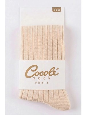 Cocole Socks Kız Bebek Külotlu Çorabı - Pamuklu Somon Derby Çizgili 0-24 Ay