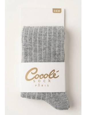 Cocole Socks Kız Bebek Külotlu Çorabı - Pamuklu Gri Derby Çizgili 0-24 Ay