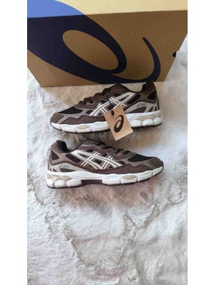 Asics Gel-Nyc Kahverengi Krem Erkek Spor Ayakkabı Premium Koşu ve Günlük Yürüyüş Ayakkabısı