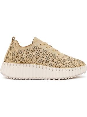 Derimod Kadın Altın Bağcıklı Kalın Tabanlı Desenli Sneaker 26PFE4012SM