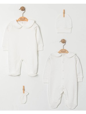 Bebezade 3 Parça Basic Bebe Yaka Arkadan Çıtçıtlı Tulum Set