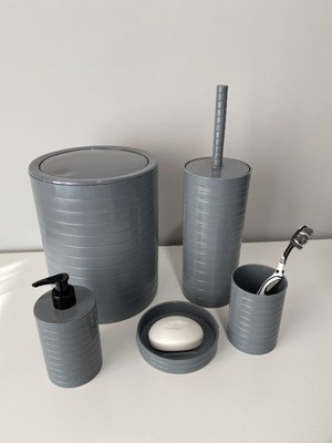 UltraMint Lüx 5 Parça Banyo Seti, Dekoratif Kapaklı Çöp Kovası ve Aksesuarlar