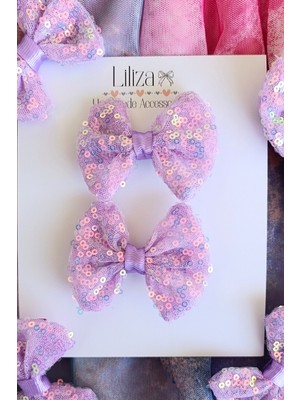 Liliza Accessories Pul Payet 2li Çocuk Fiyonk Klips - Düğün Mezuniyet Tokası
